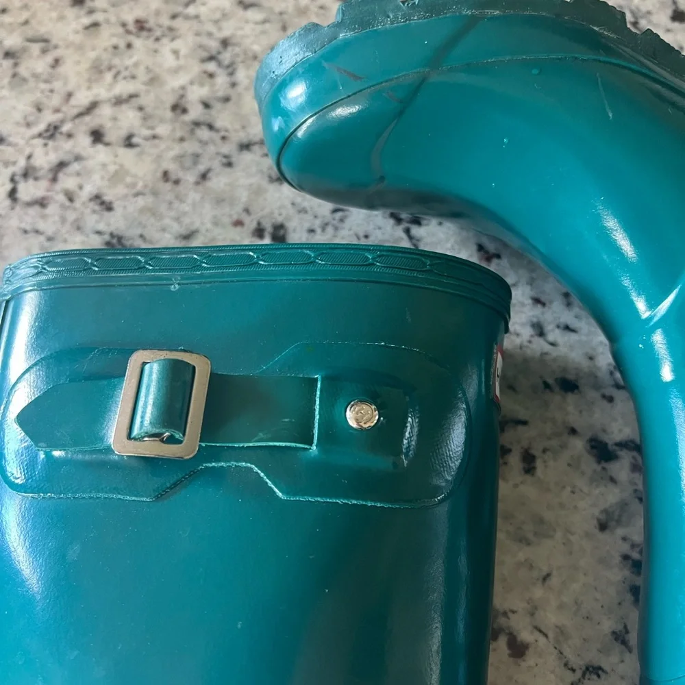 Hunter Original Tall Gloss Laguna Green Rain Boots - Picture 8 of 13